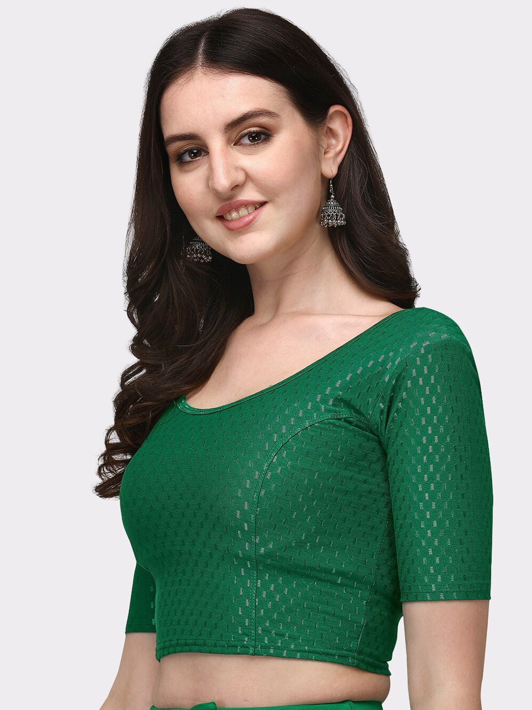 PU Fashion Cotton Stretchable Elbow Sleeve Saree Blouse – Soft & Stylish