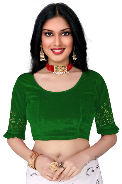 PU Fashion Stretchable Sequin Embroidery Blouse for Saree, Lehenga & Party Wear