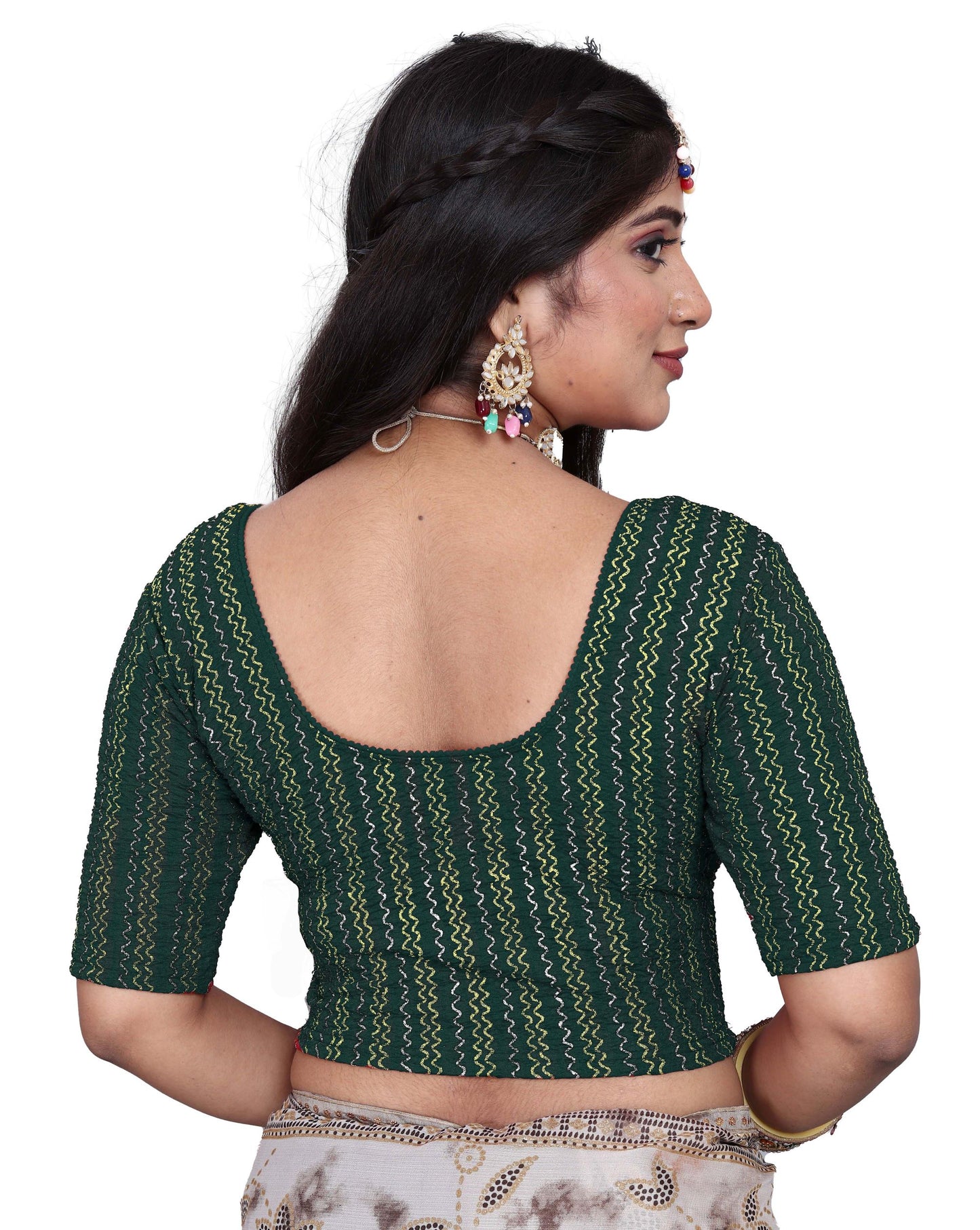 PU Fashion Designer Stretchable Embroidery Blouse for Saree & Lehenga