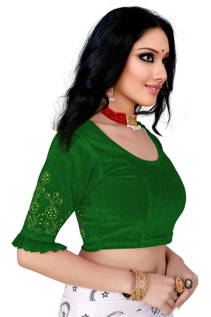 PU Fashion Stretchable Sequin Embroidery Blouse for Saree, Lehenga & Party Wear