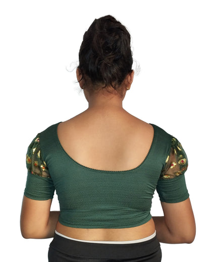 Stretchable Cotton Lycra Blouse with Stylish Puff Sleeves – Breathable & Comfortable | PU Fashion