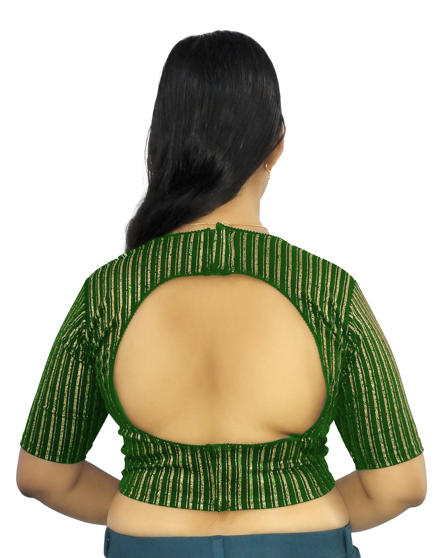 PU Fashion Jacquard Stretchable Saree Blouse | Back Hook & Katroi Design