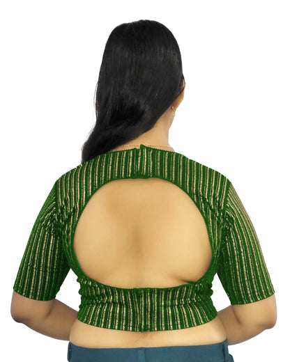 PU Fashion Jacquard Stretchable Saree Blouse | Back Hook & Katroi Design