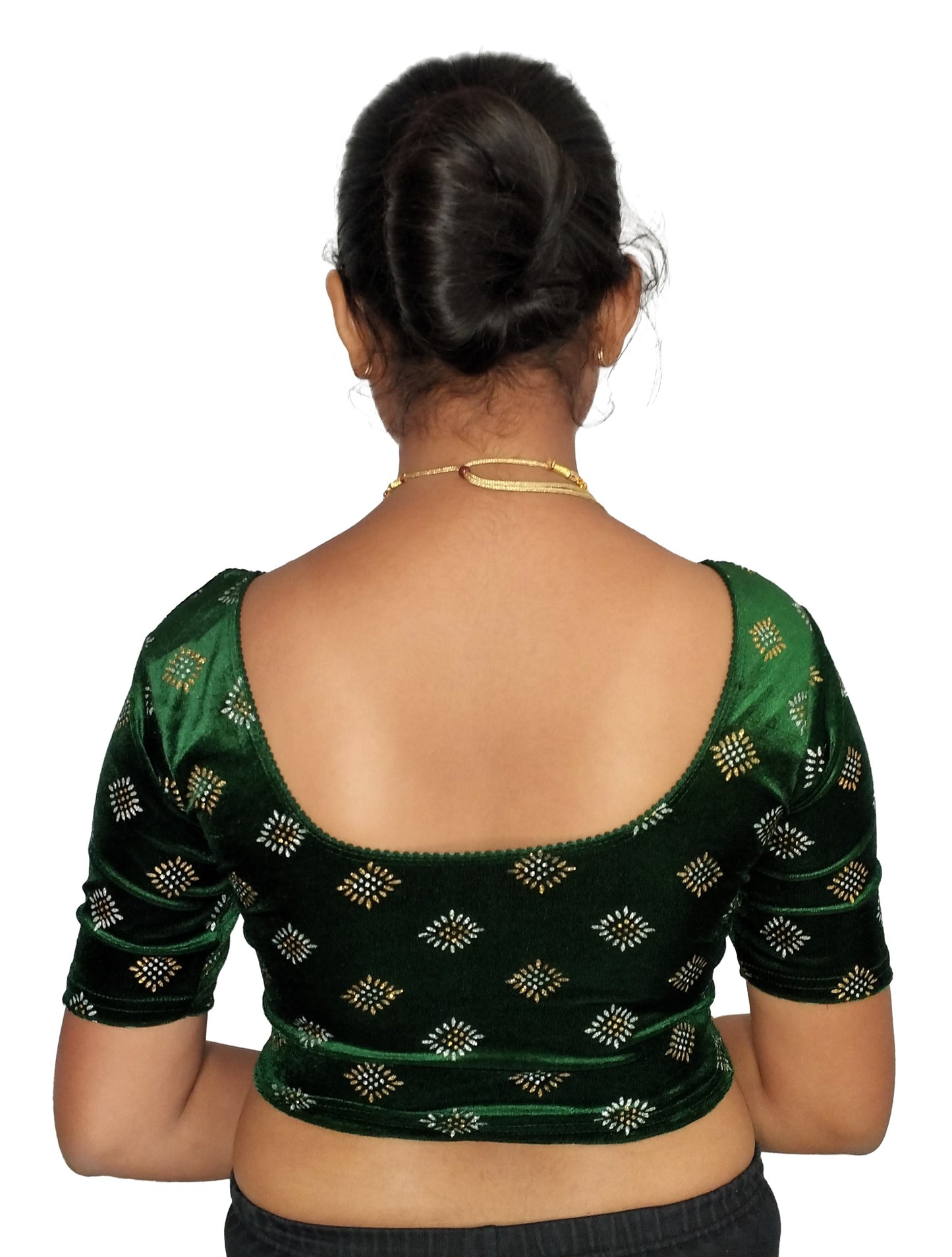 PU Fashion Stretchable Velvet Sequin Blouse for Saree, Lehenga, and Party Wear