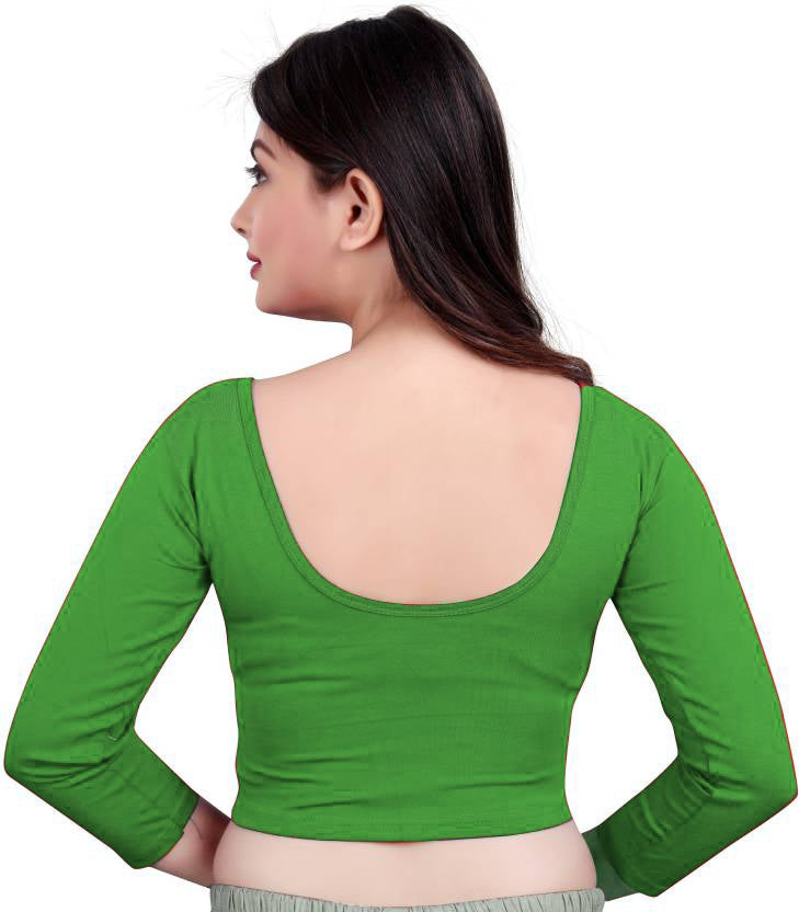 PU Fashion Cotton Stretchable Blouse – Round Neck, Full Sleeve, Readymade Crop Top
