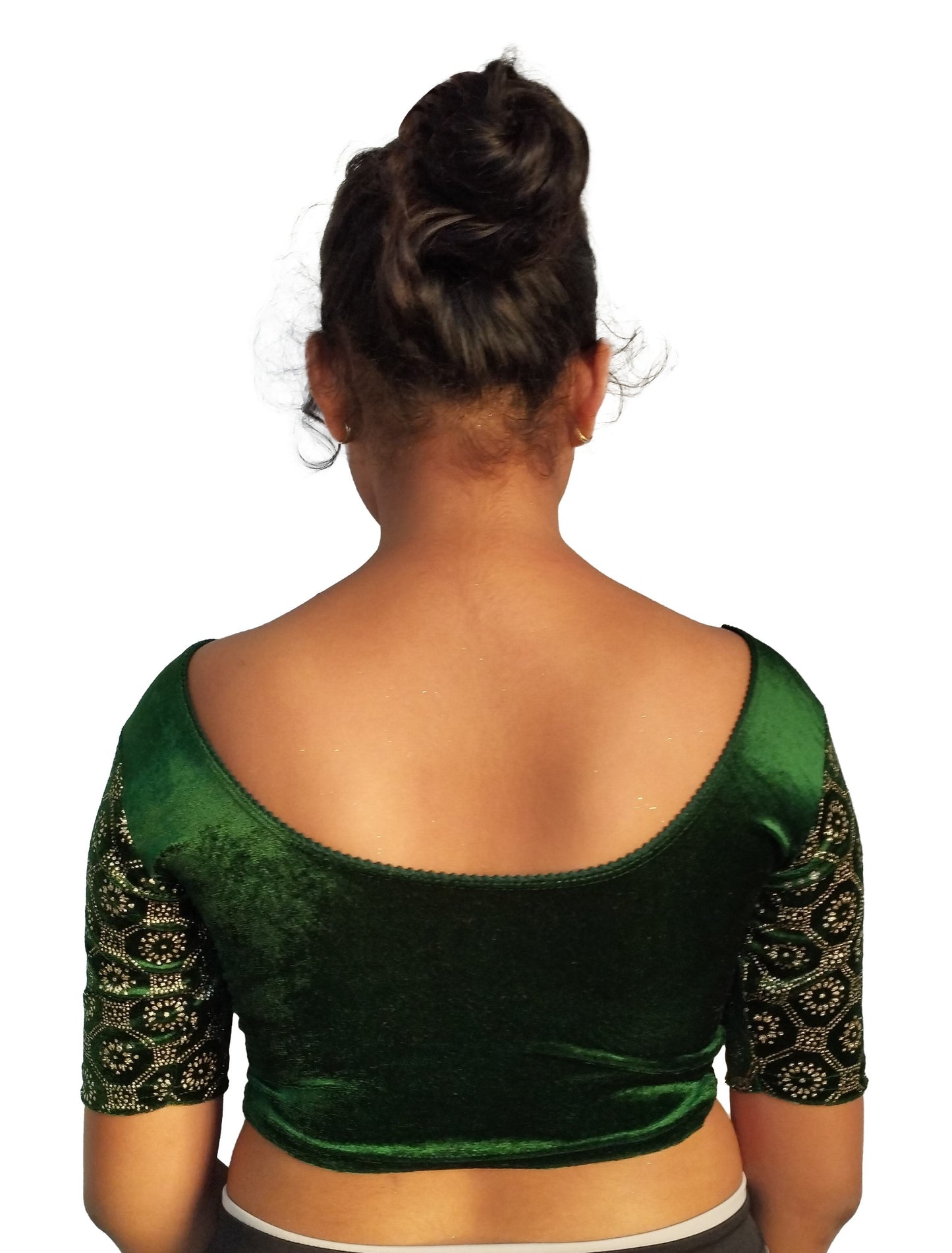 PU Fashion Black Velvet Fancy Blouse with Golden Work | Readymade Designer Blouse for Saree and Lehenga