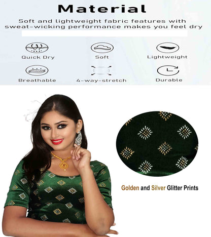 PU Fashion Stretchable Velvet Sequin Blouse for Saree, Lehenga, and Party Wear