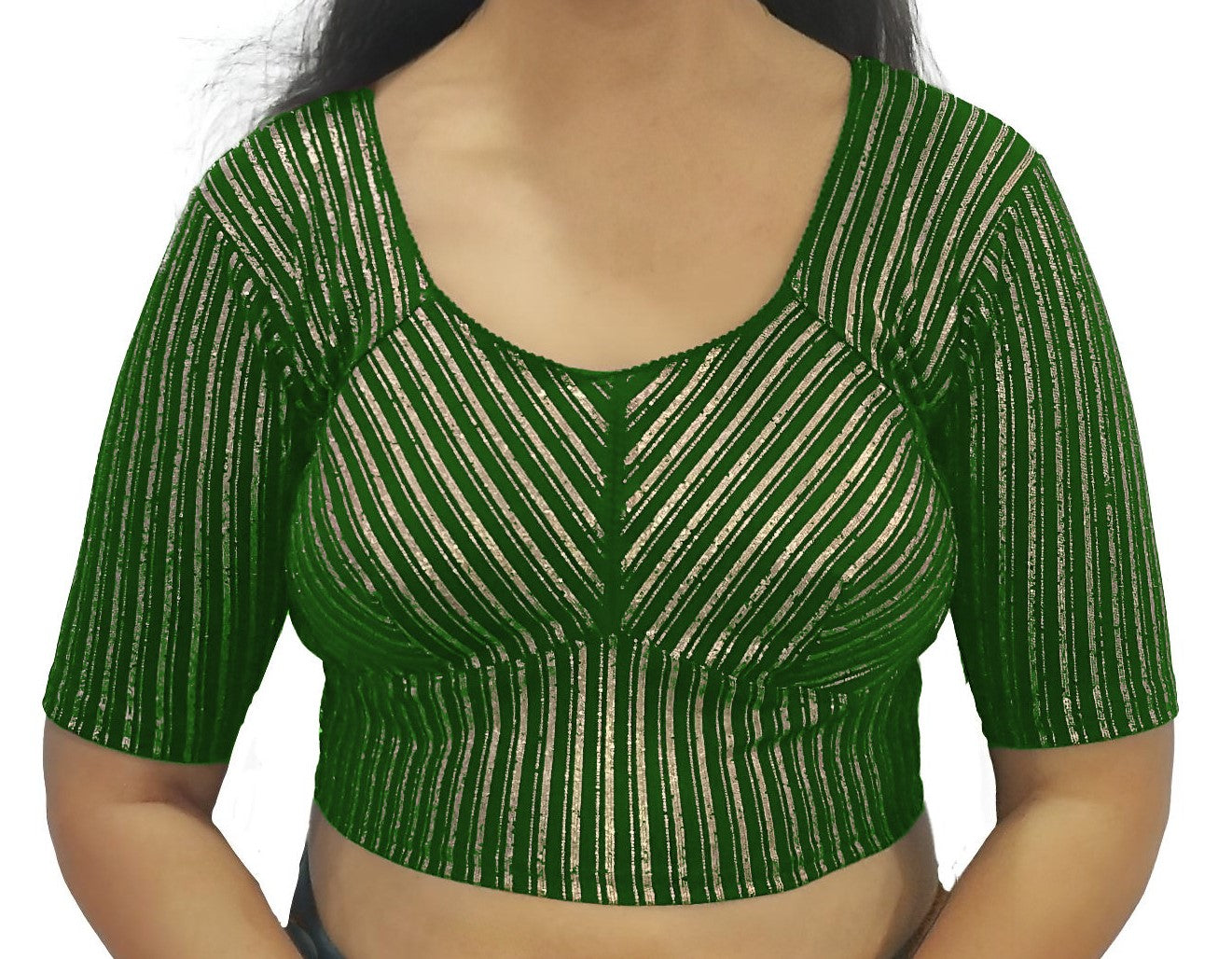 PU Fashion Jacquard Stretchable Saree Blouse | Back Hook & Katroi Design