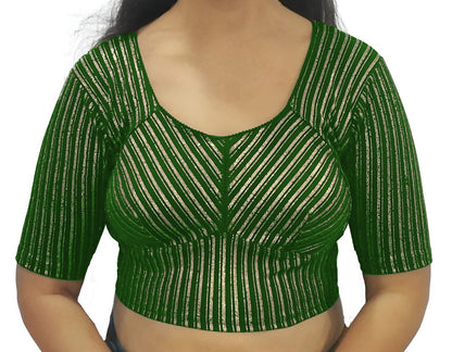 PU Fashion Jacquard Stretchable Saree Blouse | Back Hook & Katroi Design