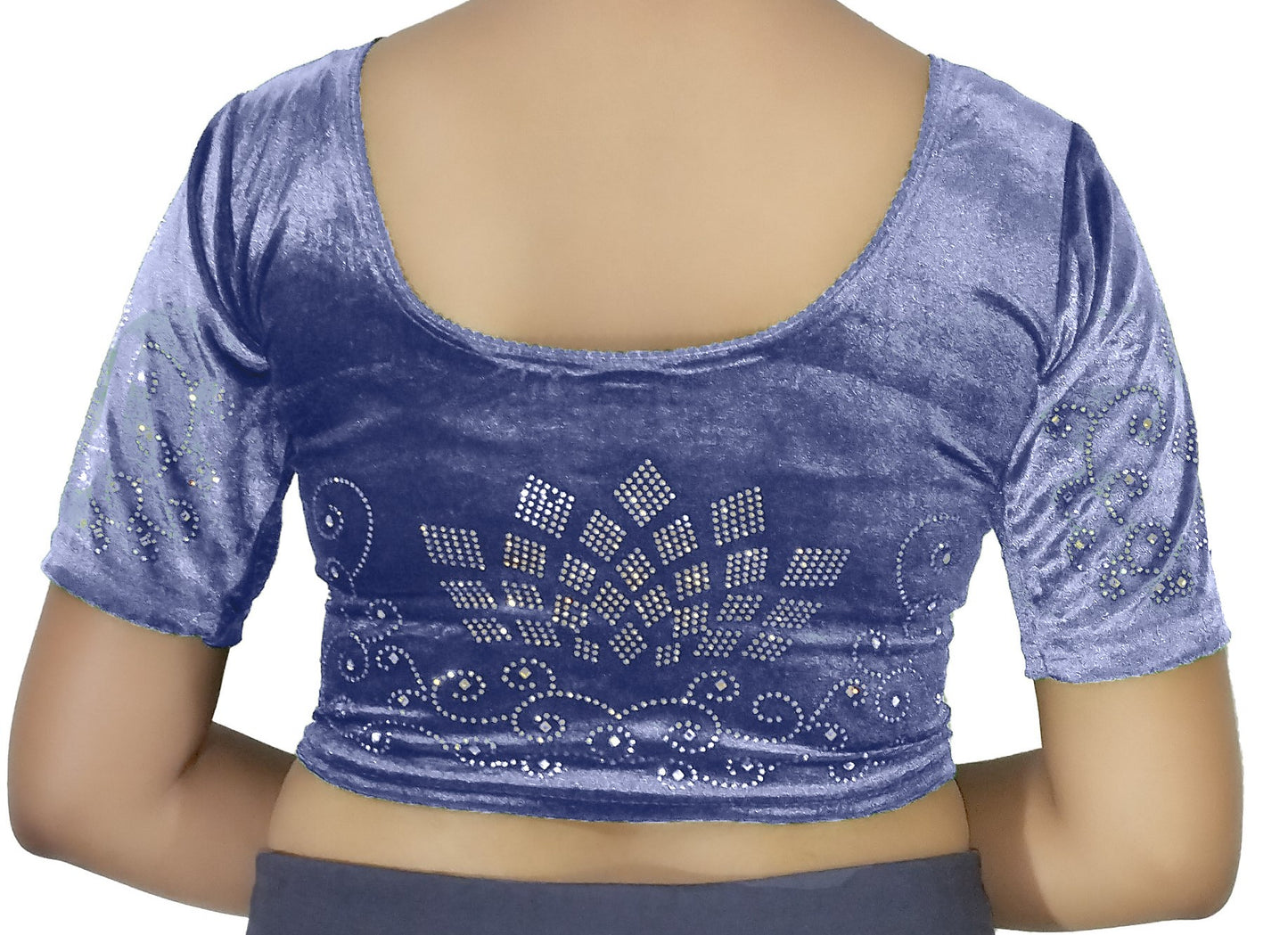 PU Fashion Women's Fancy Velvet Blouse with Stone Work | Stylish Readymade Saree Blouse for Party & Wedding
