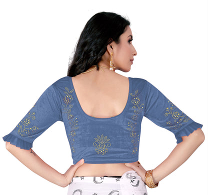 PU Fashion Stretchable Sequin Embroidery Blouse for Saree, Lehenga & Party Wear