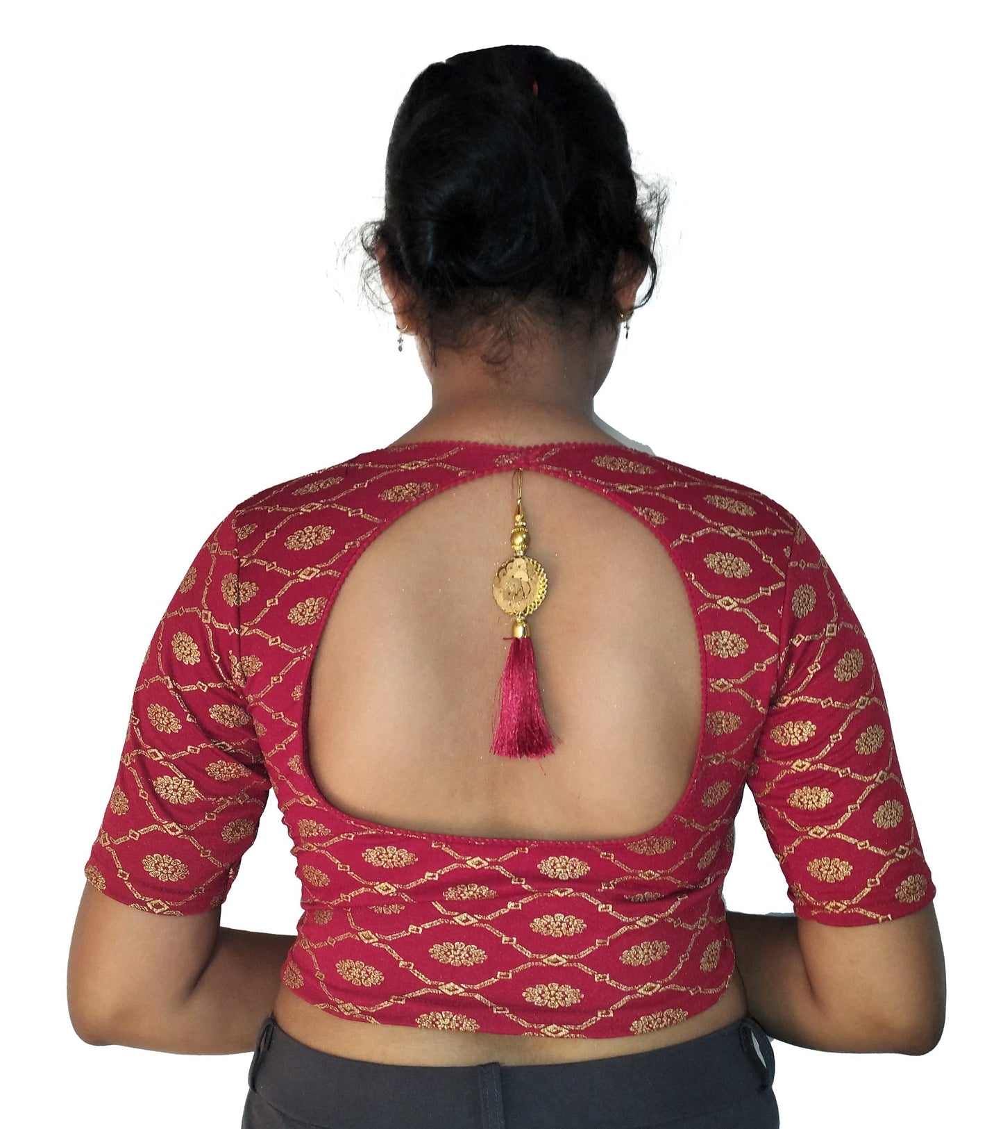Cotton Lycra Stretchable Readymade Blouse with Fancy Latkan | Soft & Breathable Fabric