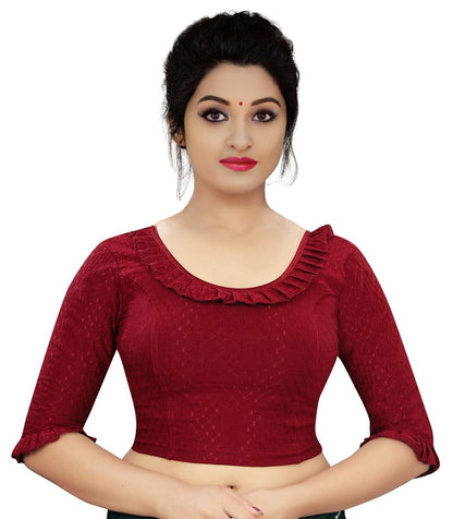 PU Fashion Frill Design Blouse – Stylish Stretchable Readymade Saree Blouse