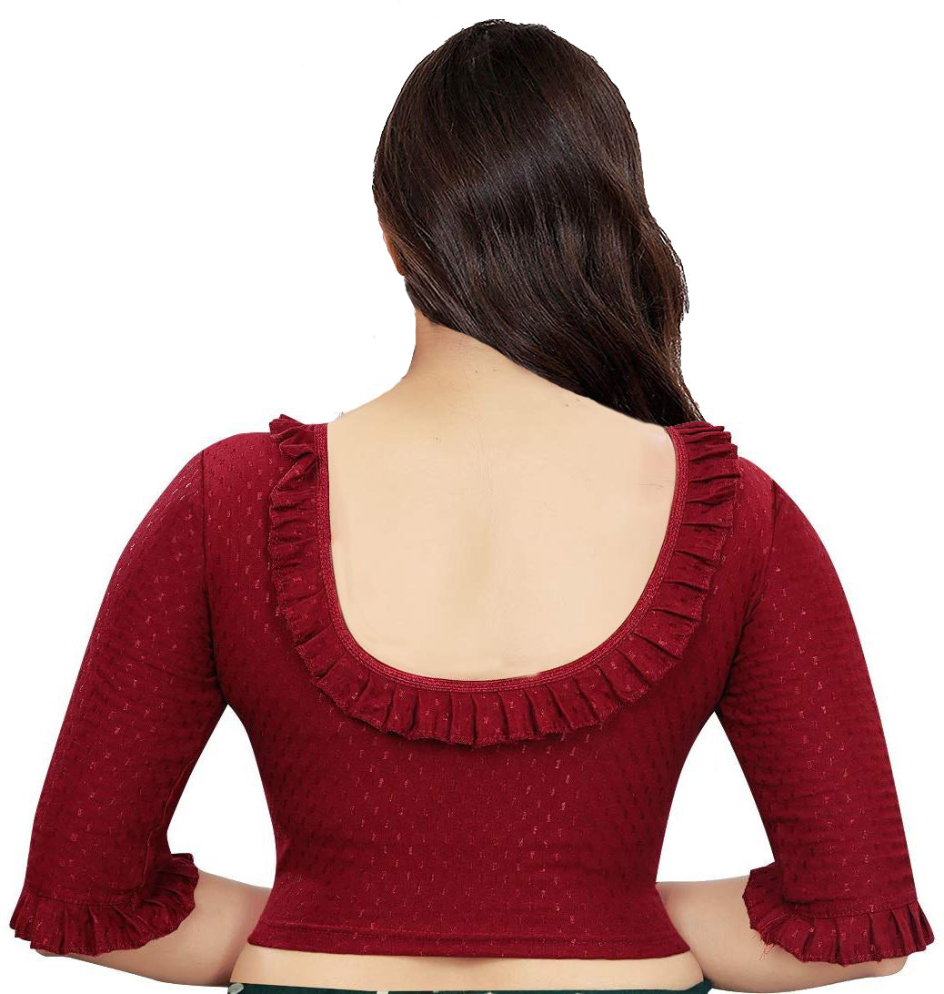 PU Fashion Frill Design Blouse – Stylish Stretchable Readymade Saree Blouse