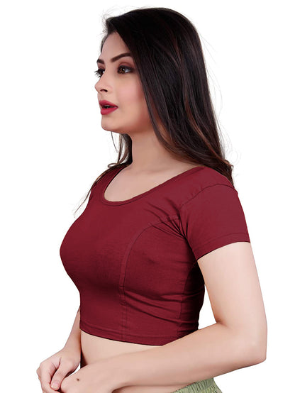 PU Fashion Stretchable Cotton Lycra Blouse – Short Sleeve Readymade Choli