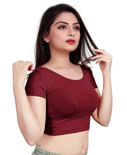 PU Fashion Stretchable Cotton Lycra Blouse – Short Sleeve Readymade Choli