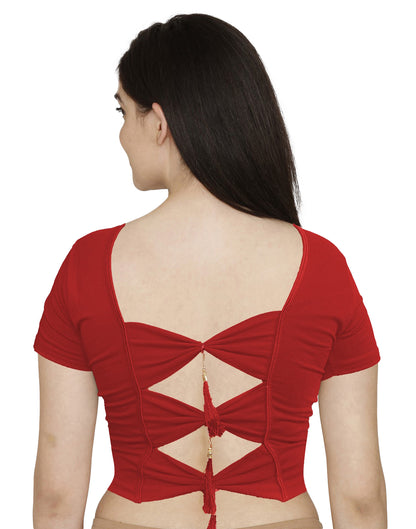 PU Fashion Backless Butterfly Blouse – Stylish Cotton Stretchable Saree Blouse