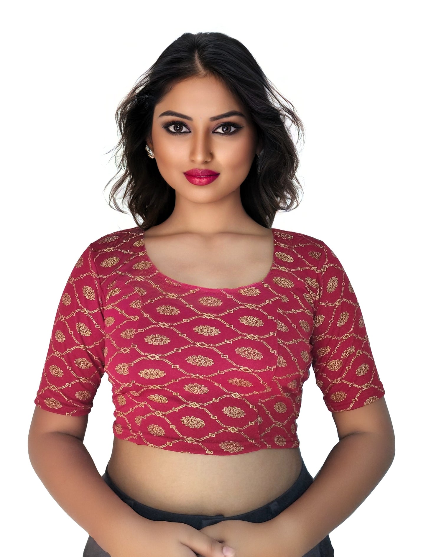 Cotton Lycra Stretchable Readymade Blouse with Fancy Latkan | Soft & Breathable Fabric