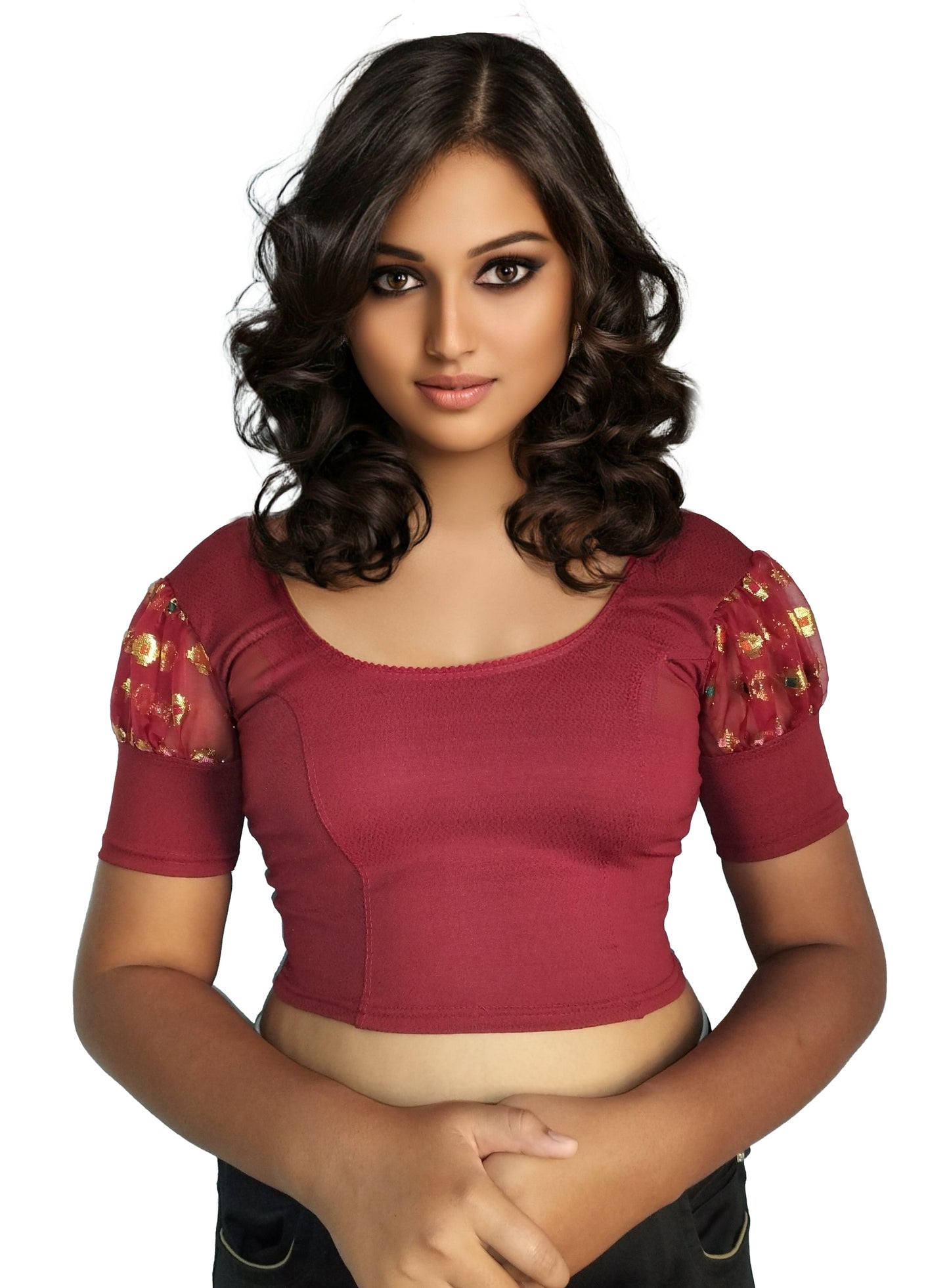 Stretchable Cotton Lycra Blouse with Stylish Puff Sleeves – Breathable & Comfortable | PU Fashion