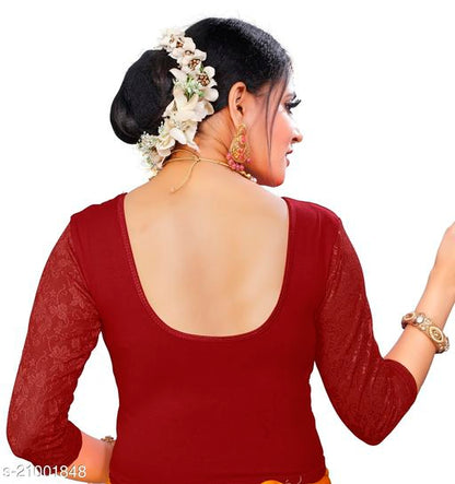 PU Fashion Stretchable Cotton Lycra Blouse – Readymade Long Sleeve Net Choli