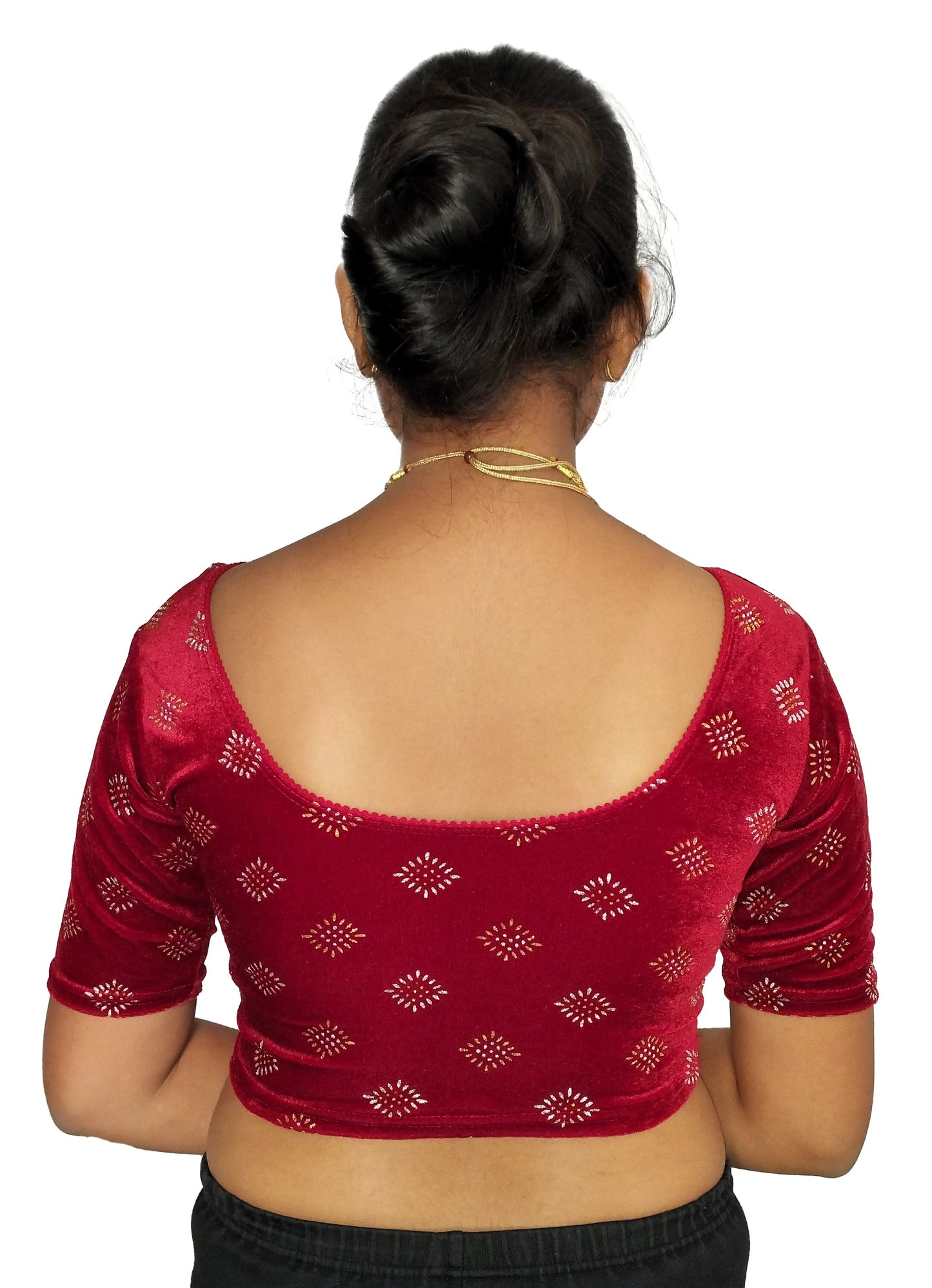PU Fashion Stretchable Velvet Sequin Blouse for Saree, Lehenga, and Party Wear