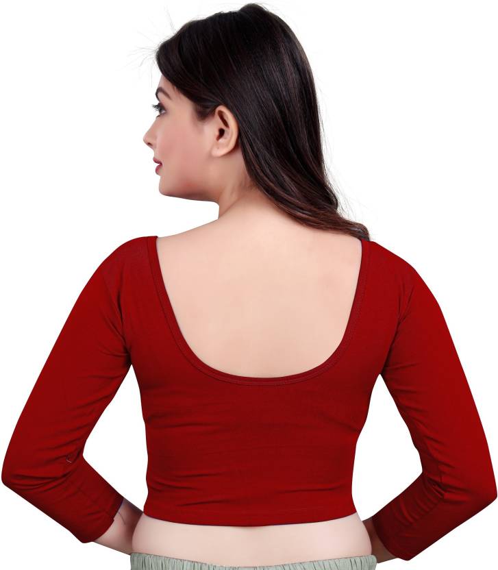 PU Fashion Cotton Stretchable Blouse – Round Neck, Full Sleeve, Readymade Crop Top