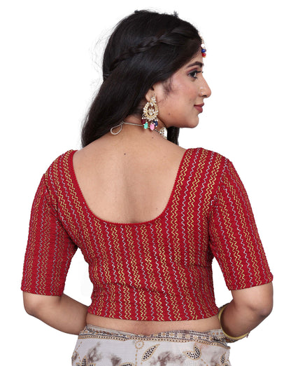 PU Fashion Designer Stretchable Embroidery Blouse for Saree & Lehenga