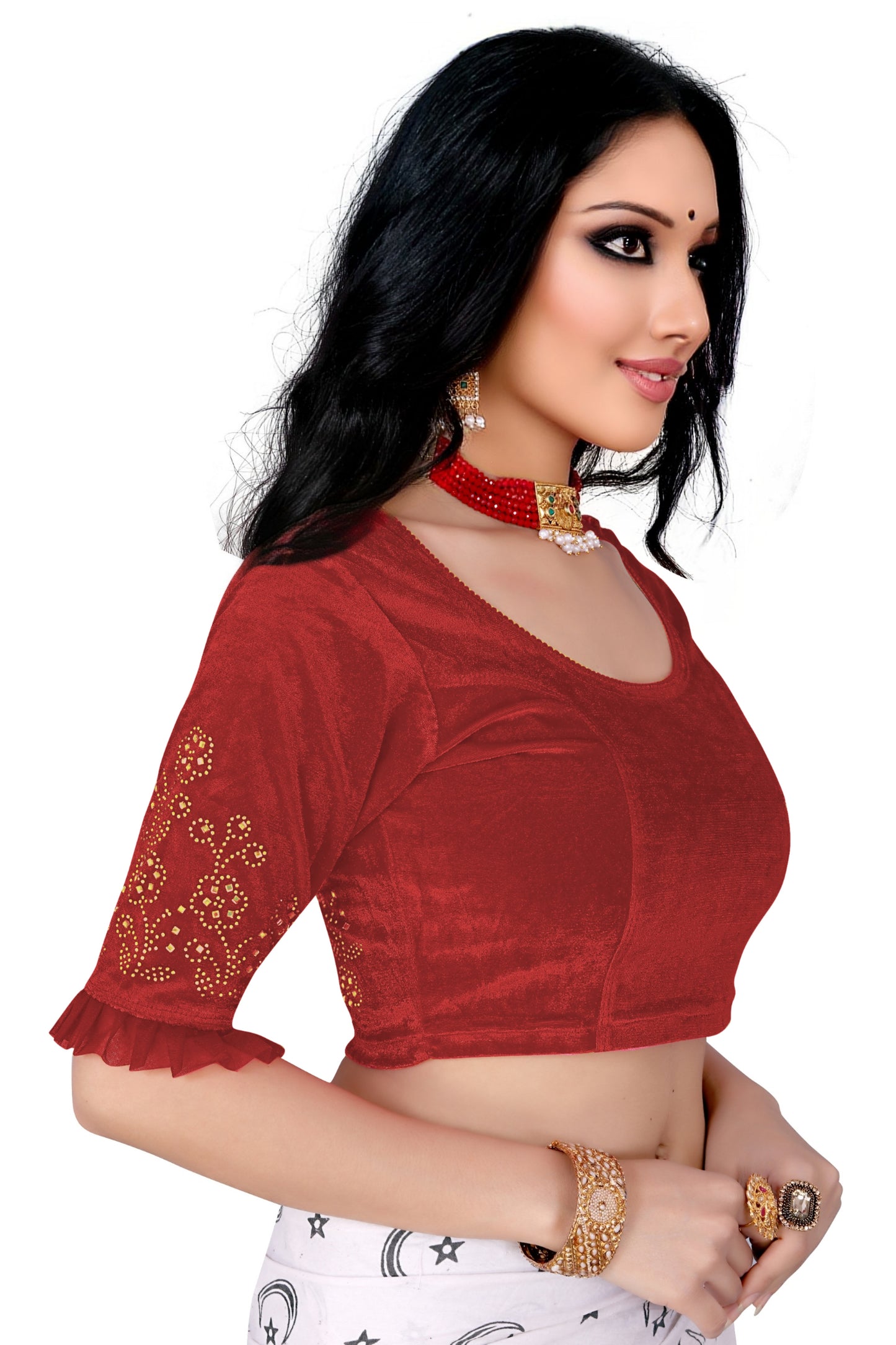 PU Fashion Stretchable Sequin Embroidery Blouse for Saree, Lehenga & Party Wear