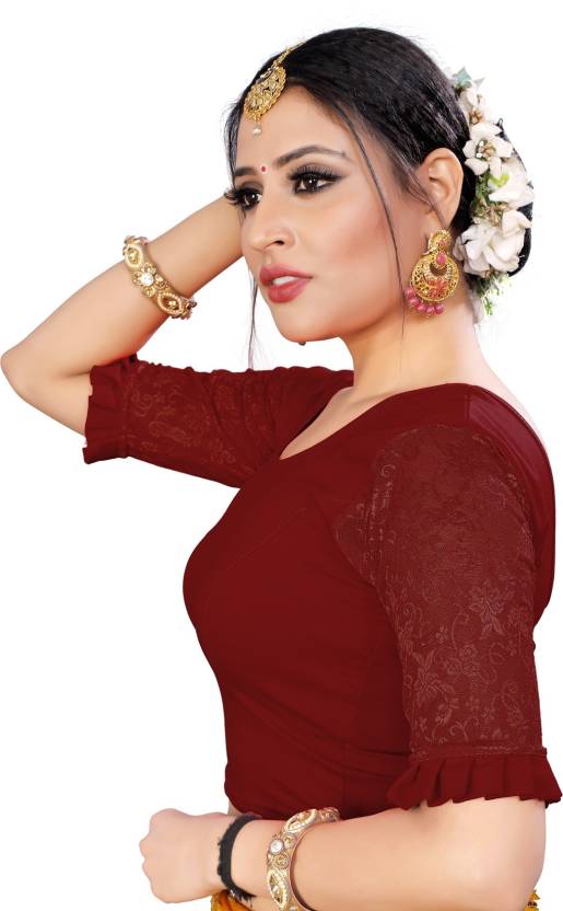PU Fashion Pure Cotton Stretchable Saree Blouse – Breathable, Skin-Friendly, Full Sleeve