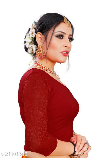 PU Fashion Stretchable Cotton Lycra Blouse – Readymade Long Sleeve Net Choli