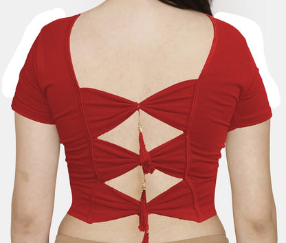 PU Fashion Backless Butterfly Blouse – Stylish Cotton Stretchable Saree Blouse