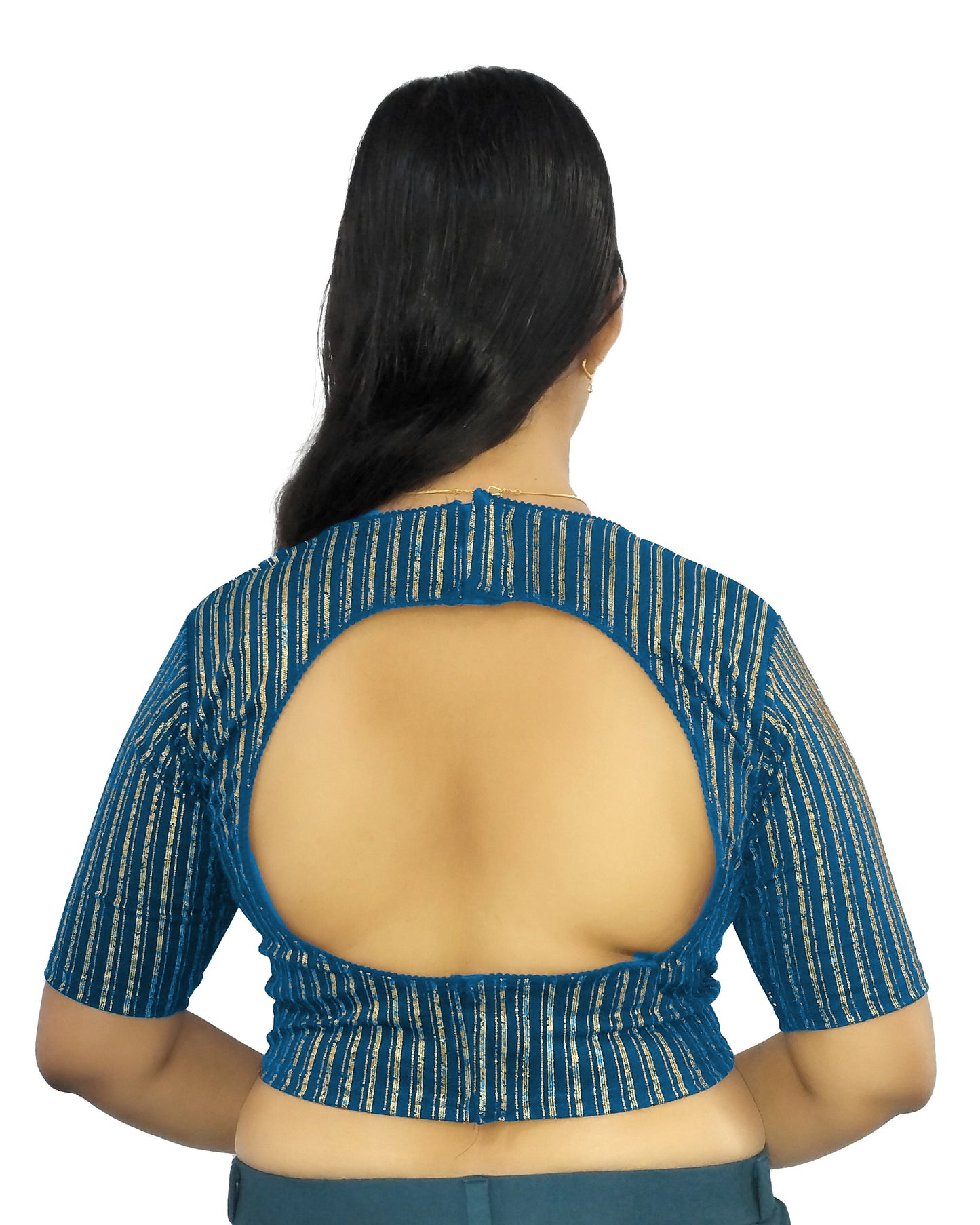 PU Fashion Jacquard Stretchable Saree Blouse | Back Hook & Katroi Design