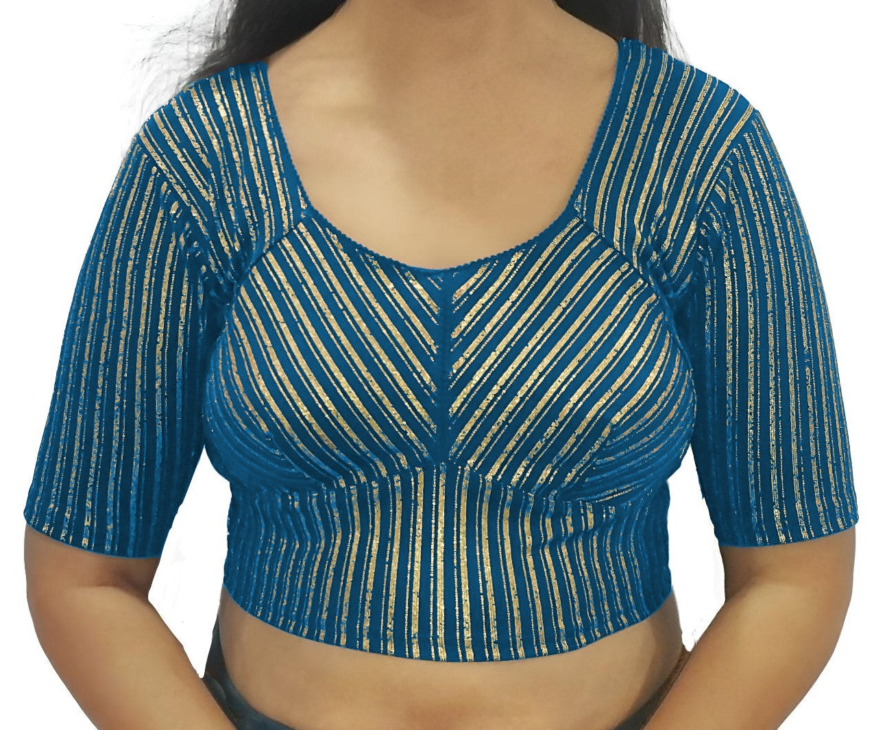 PU Fashion Jacquard Stretchable Saree Blouse | Back Hook & Katroi Design