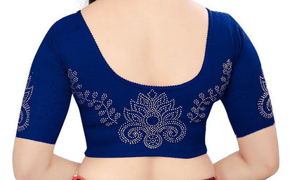 PU Fashion Readymade Lycra Blouse with Frill & Stone Work