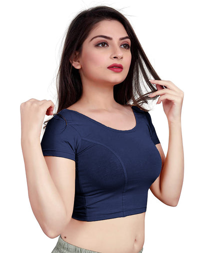 PU Fashion Stretchable Cotton Lycra Blouse – Short Sleeve Readymade Choli