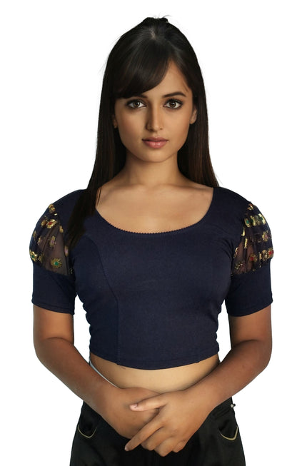 Stretchable Cotton Lycra Blouse with Stylish Puff Sleeves – Breathable & Comfortable | PU Fashion