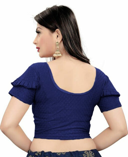 PU Fashion Fancy Frill Sleeve Blouse – Stylish Stretchable Readymade Saree Blouse