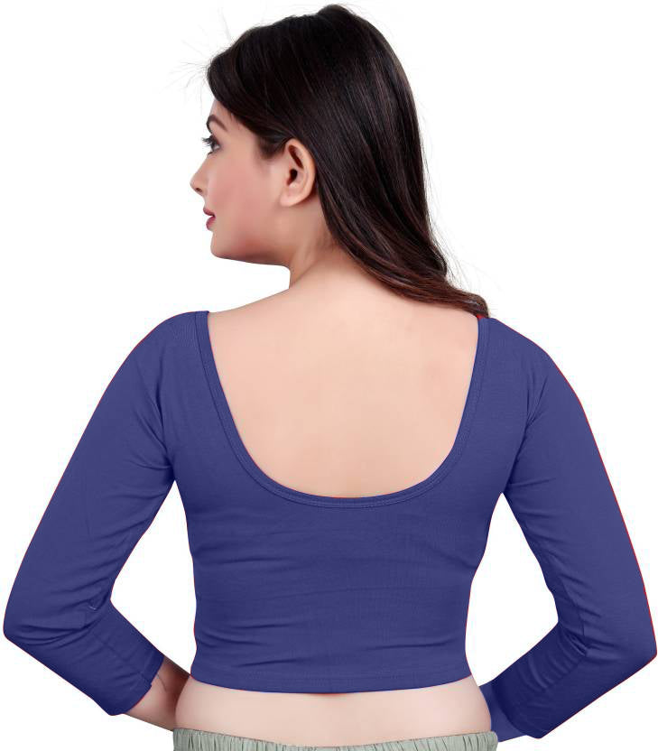PU Fashion Cotton Stretchable Blouse – Round Neck, Full Sleeve, Readymade Crop Top