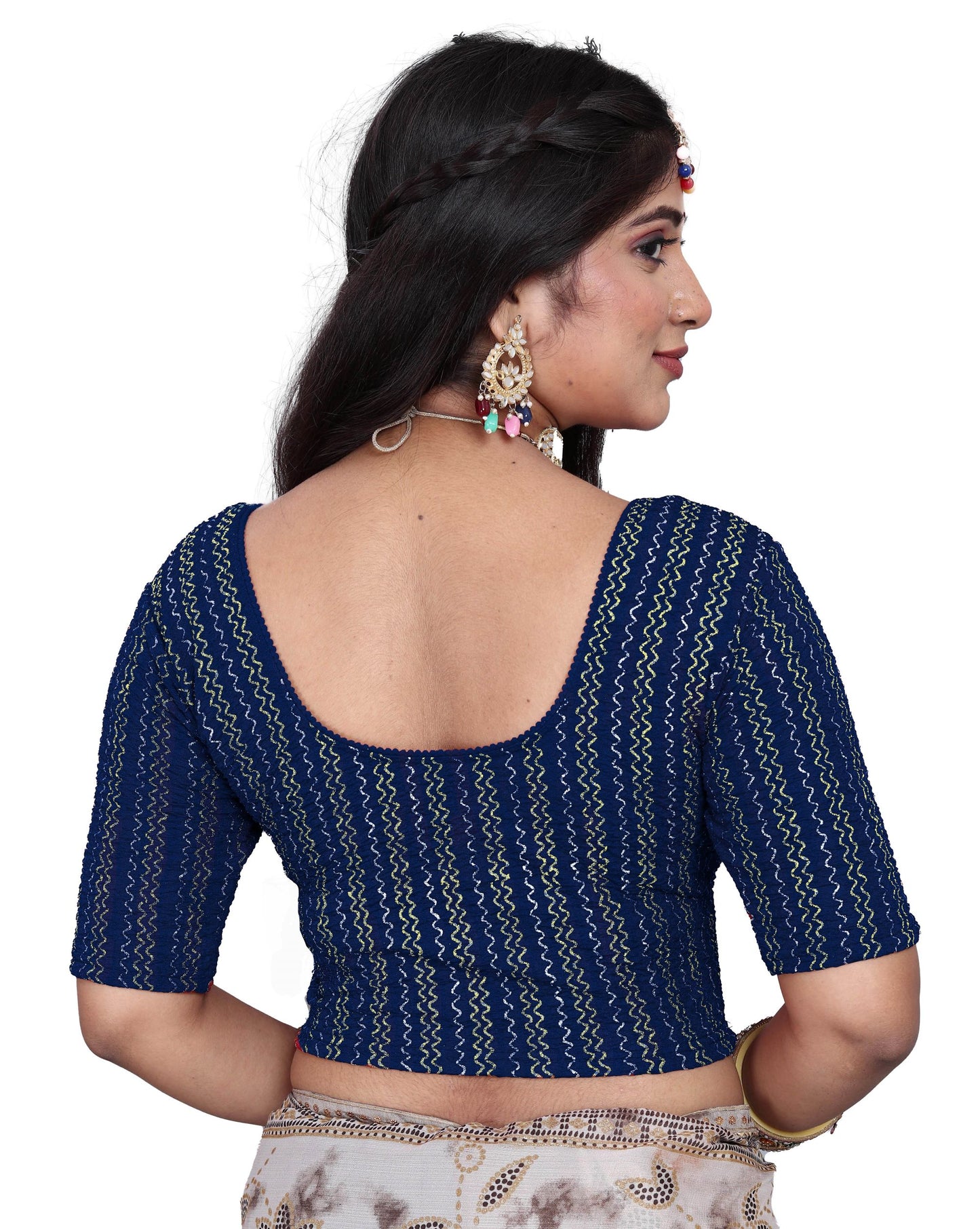 PU Fashion Designer Stretchable Embroidery Blouse for Saree & Lehenga