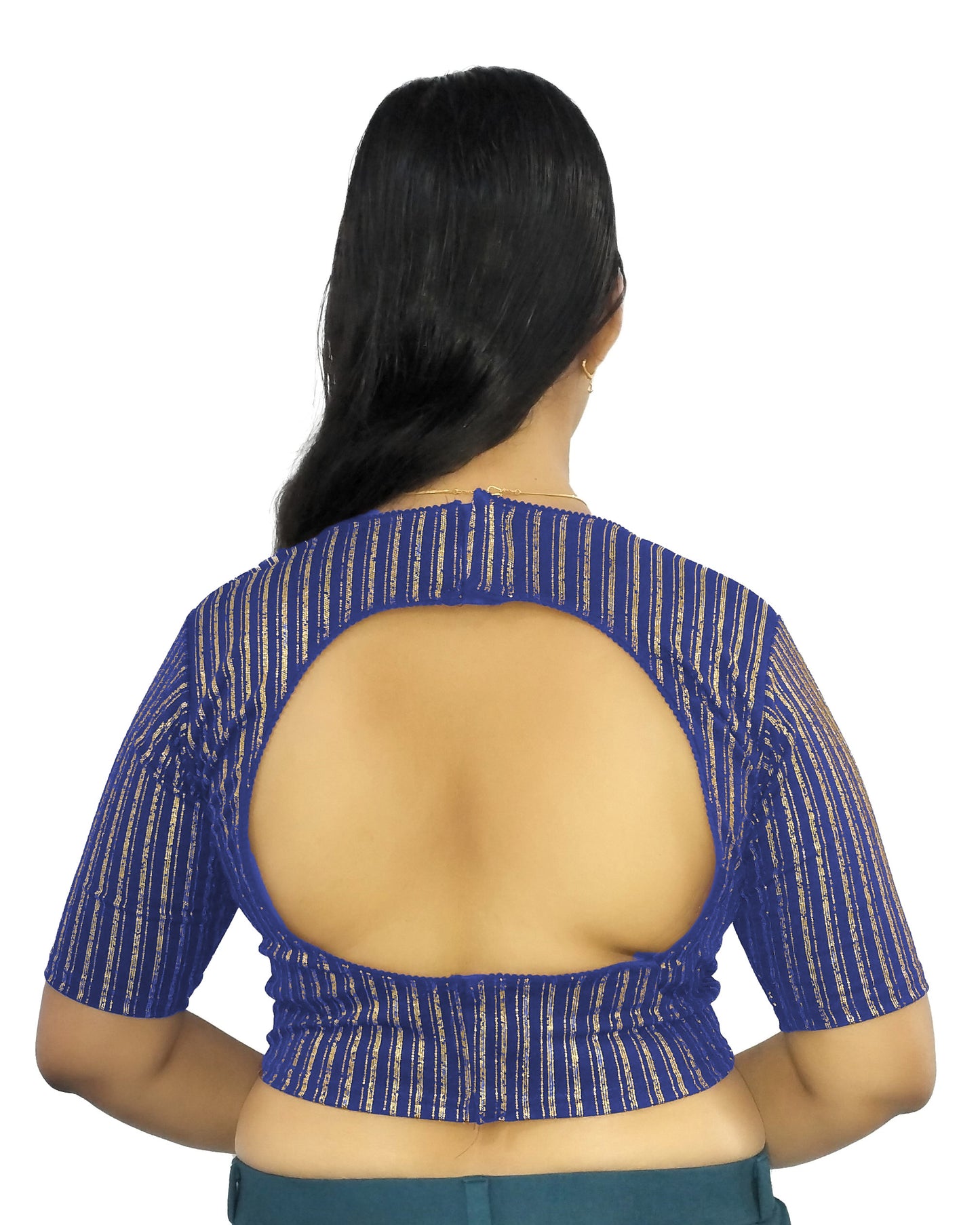 PU Fashion Jacquard Stretchable Saree Blouse | Back Hook & Katroi Design