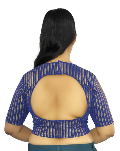 PU Fashion Jacquard Stretchable Saree Blouse | Back Hook & Katroi Design