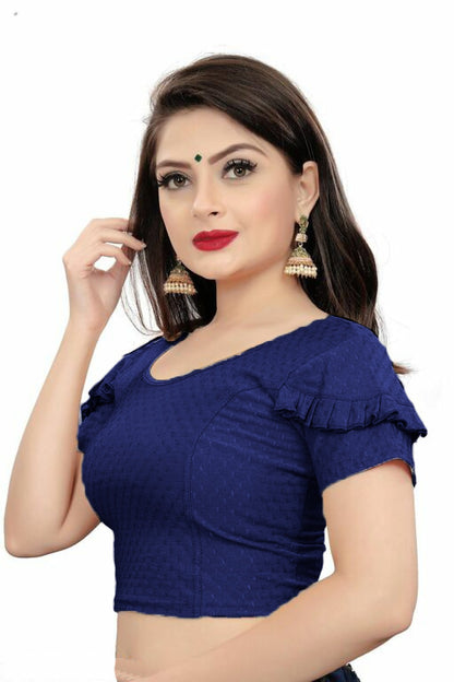 PU Fashion Fancy Frill Sleeve Blouse – Stylish Stretchable Readymade Saree Blouse