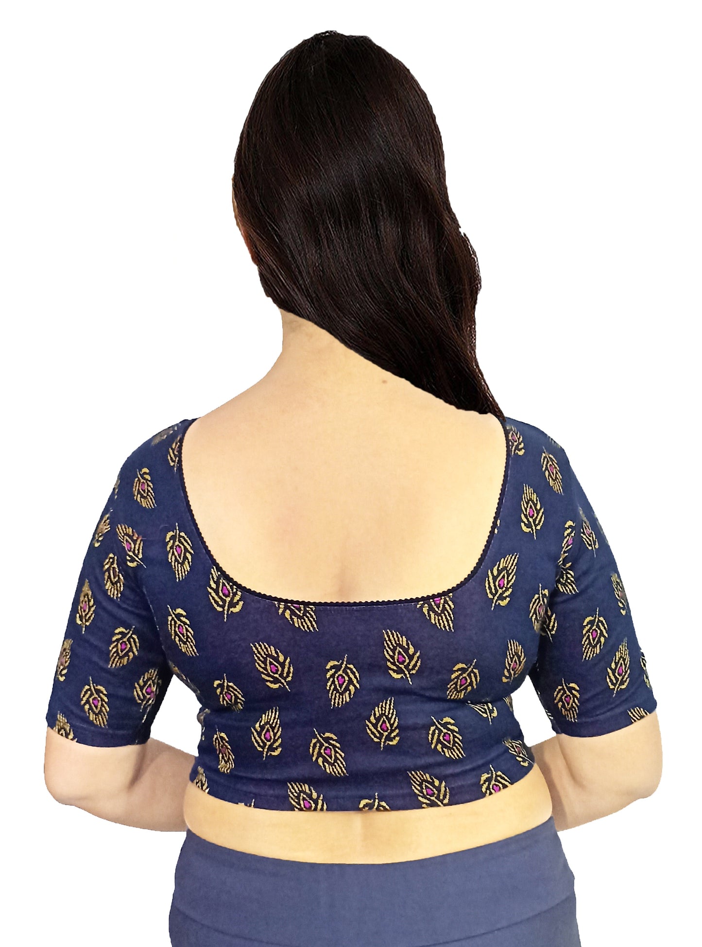 PU Fashion Jacquard Cotton Blouse – Readymade, Breathable & Stylish Woven Design