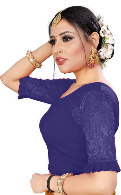 PU Fashion Pure Cotton Stretchable Saree Blouse – Breathable, Skin-Friendly, Full Sleeve