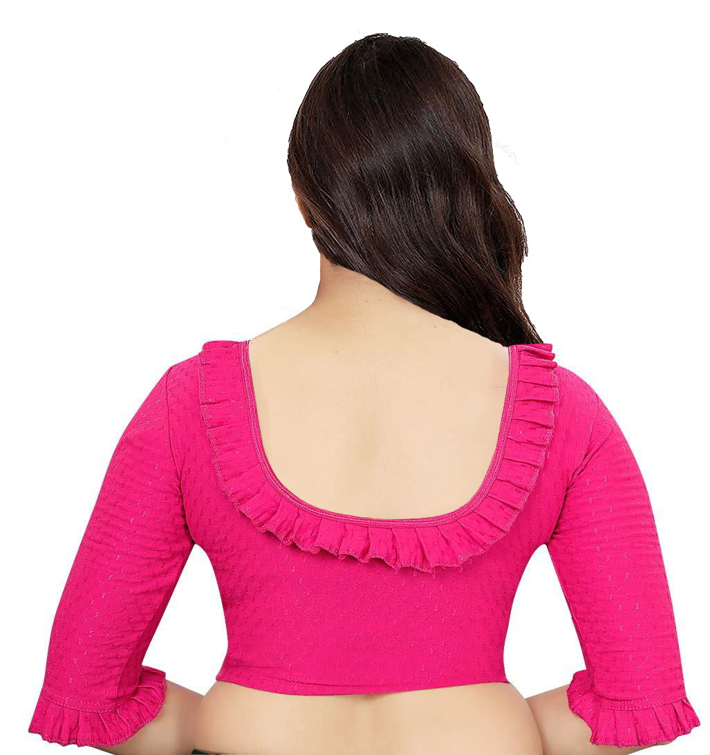 PU Fashion Frill Design Blouse – Stylish Stretchable Readymade Saree Blouse
