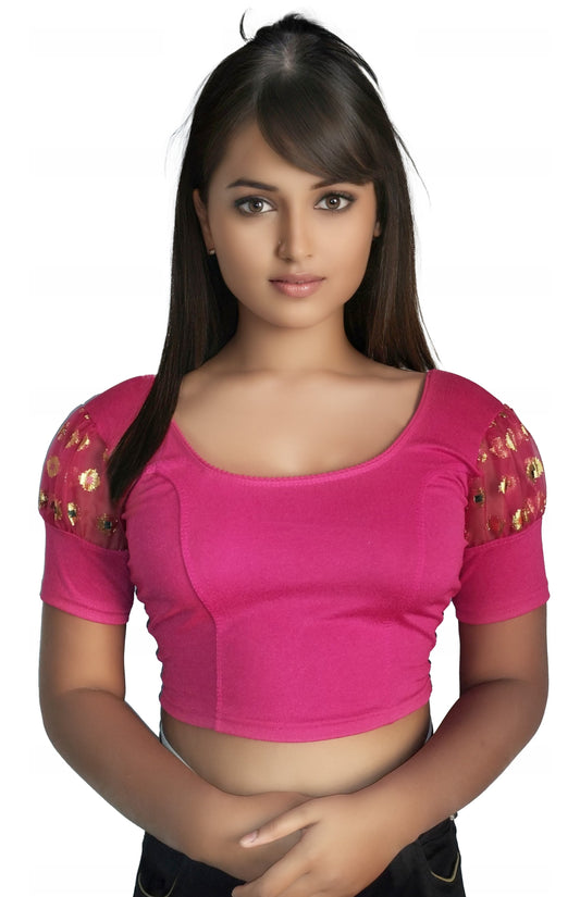 Stretchable Cotton Lycra Blouse with Stylish Puff Sleeves – Breathable & Comfortable | PU Fashion