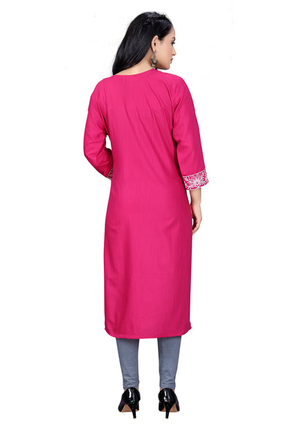 PU Fashion Chikankari Style Embroidered Long Kurti for Women | Elegant Straight Fit for Office & Festive Wear