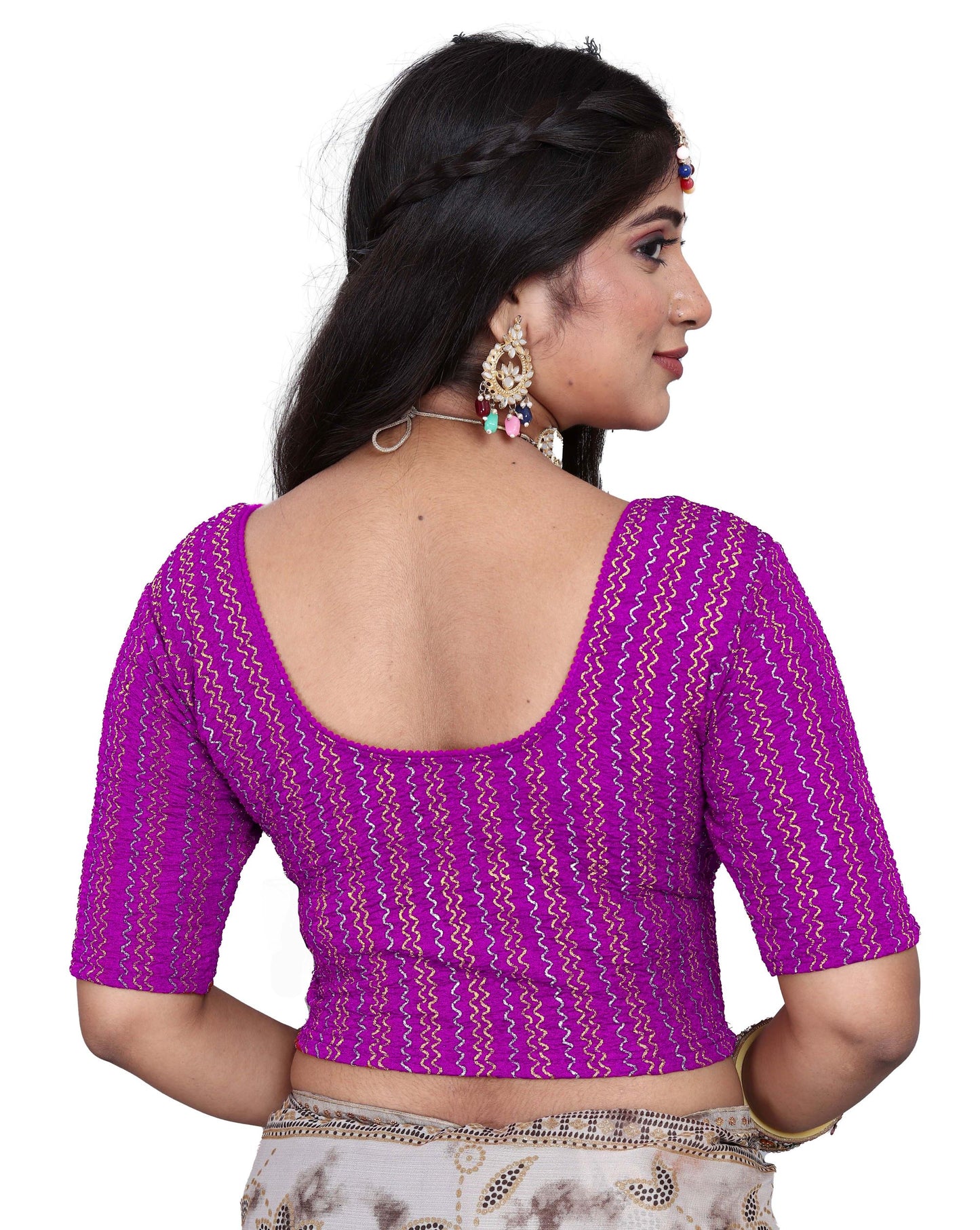 PU Fashion Designer Stretchable Embroidery Blouse for Saree & Lehenga