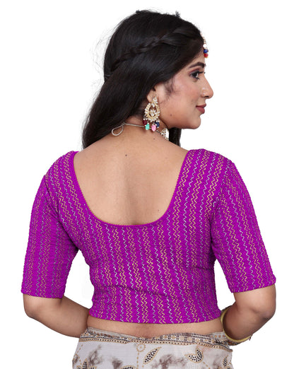PU Fashion Designer Stretchable Embroidery Blouse for Saree & Lehenga