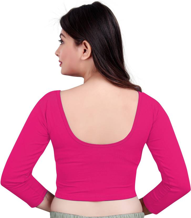 PU Fashion Cotton Stretchable Blouse – Round Neck, Full Sleeve, Readymade Crop Top